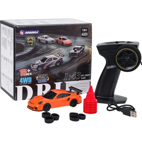 R/C Drift Car 1:43 Orange + Accessories