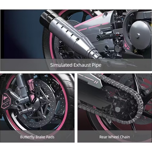 Motorcycle Racer Building Blocks Set Pink 2066pcs.