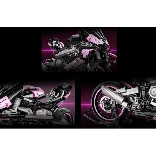 Motorcycle Racer Building Blocks Set Pink 2066pcs.