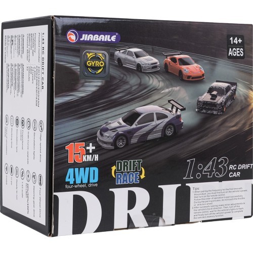 R/C driftinis automobilis 1:43 baltas + priedai