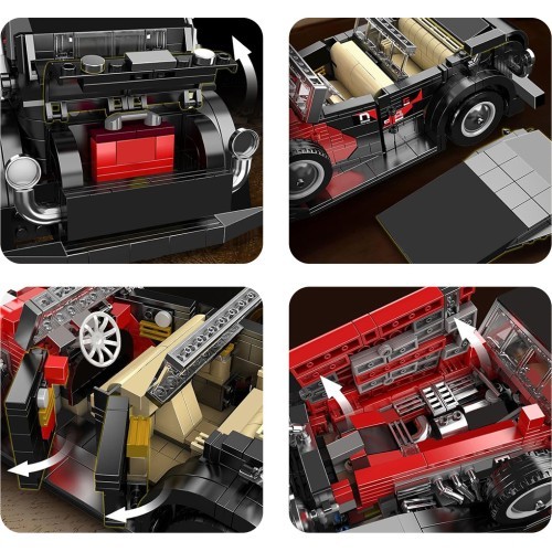 Retro Vehicle Red Building Blocks Set 1308pcs.