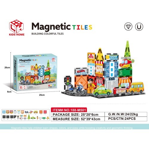 Magnetic City Bricks Set 31el.
