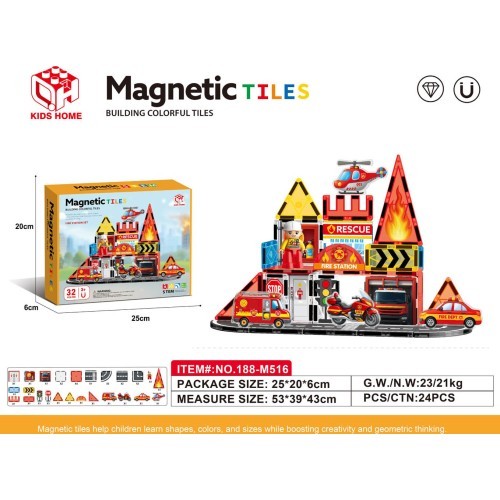 Fire Brigade Magnetic Bricks Set 32el.