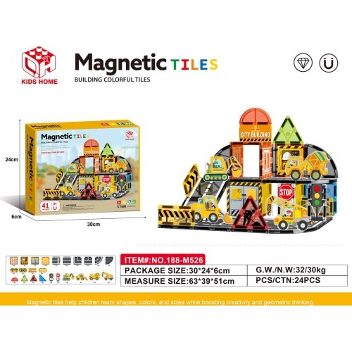 Set of Construction Site Magnetic Bricks 41el.