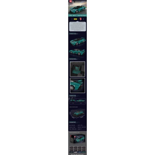 Turquoise Sports Car Bricks Set 383el.
