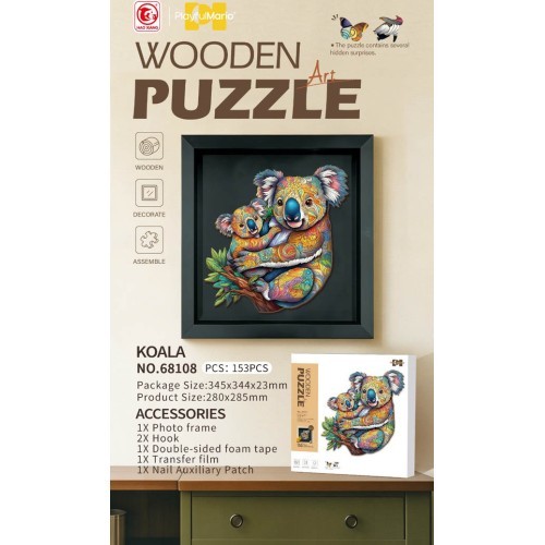 Wooden Jigsaw Puzzle Set 153el. Koala