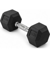 Gumuotas hantelis HEX PRO - 15 kg