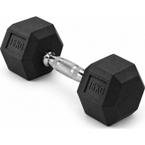 HEX PRO Rubber Dumbbell - 15 kg