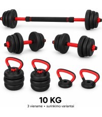 Adjustable Dumbbell, Barbell & Kettlebell 3-in-1 Set - 10 kg