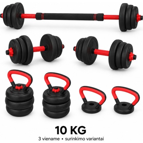 Разборная FiTKER® гантель, штанга и гиря, набор 3 в 1 - 10 kg