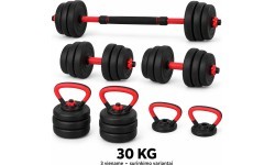 Разборная гантель, штанга и гиря, набор 3 в 1 - 30kg