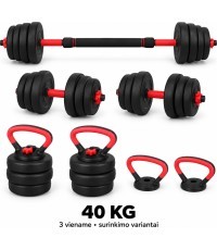 Adjustable FiTKER® Dumbbell, Barbell & Kettlebell 3-in-1 Set - 40kg