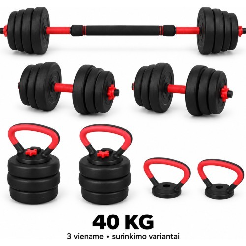 Adjustable FiTKER® Dumbbell, Barbell & Kettlebell 3-in-1 Set - 40kg