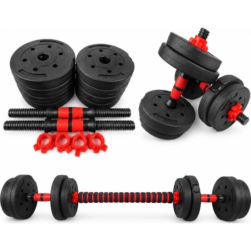 Reguliuojamų svarų hantelio ir štangos rinkinys 2-in-1 - 30kg