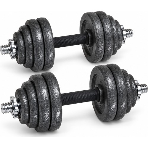 Reguliuojamų ketaus hantelių komplektas su dėklu - 50kg