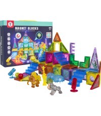 3D ZOO magnetinių kaladėlių rinkinys 64 vnt.