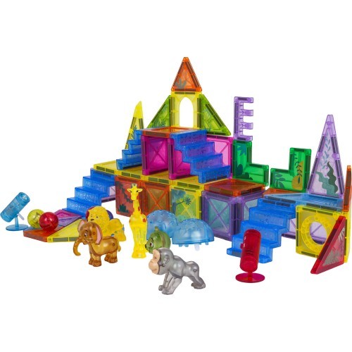 3D ZOO magnetinių kaladėlių rinkinys 64 vnt.