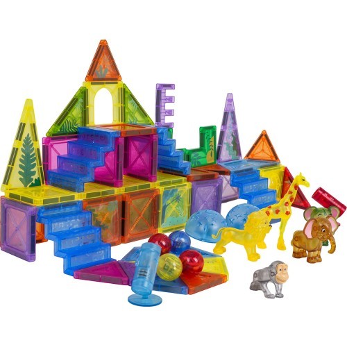 3D ZOO magnetinių kaladėlių rinkinys 64 vnt.