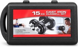 Adjustable Cast Iron Dumbbell Set with Carry Case - 15 kg