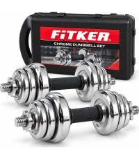 Chrome Dumbbell Set with Carry Case - 15 kg