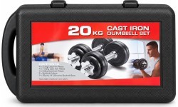 Reguliuojamų ketaus hantelių komplektas su dėklu - 20 kg