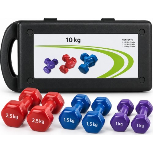 Набор виниловых гантелей FiTKER® с чемоданом - 10 кг