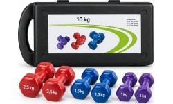 Vinilinių hantelių rinkinys su lagaminu - 10 kg