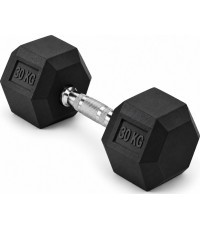 Gumuotas hantelis HEX PRO - 30kg