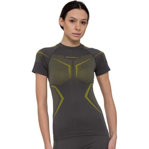 Женская термофутболка с коротким рукавом Brubeck Dry SS1465W - Grey/Lime