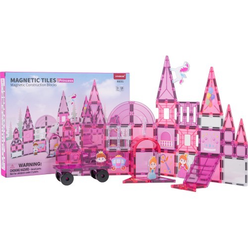Rožinis princesių magnetinių blokelių rinkinys, 58 vnt.
