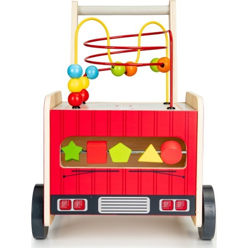 Wooden Educational Pushchair With Blocks Eco Toys Fire Brigade
