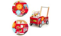 Деревянная развивающая каталка с кубиками Eco Toys Пожарная бригада