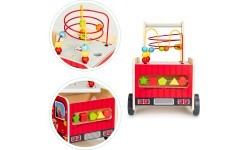 Wooden Educational Pushchair With Blocks Eco Toys Fire Brigade