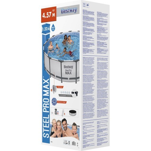 Комплект бассейна Bestway Steel Pro Max 457, серый