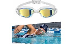 Plaukimo akiniai inSPORTline Clariflow Mirror - White with blue mirrored lenses