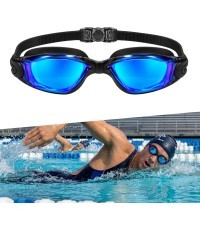 Plaukimo akiniai inSPORTline Clariflow Mirror - Black with blue mirrored lenses