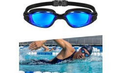 Swimming Goggles inSPORTline Clariflow Mirror - Black with blue mirrored lenses