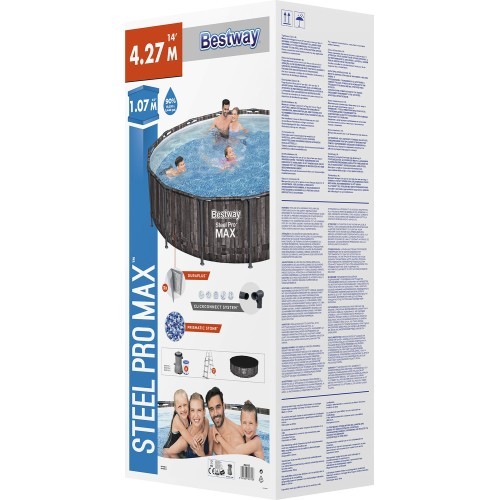 Bestway baseinų komplektas Steel Pro Max 427 medžio imitacija