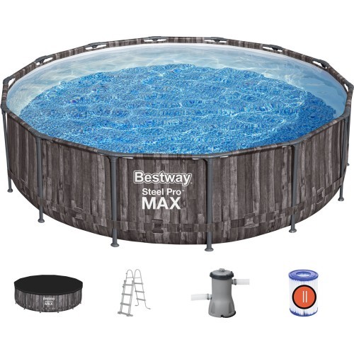 Bestway baseinų komplektas Steel Pro Max 427 medžio imitacija