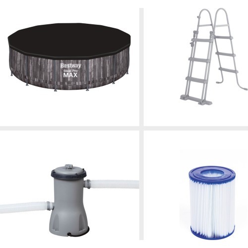 Комплект бассейна Bestway Steel Pro Max 427 под дерево