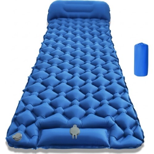 Inflatable Sleeping Pad w/ Integrated Pump inSPORTline Soultea 190 x 60 x 6 cm - Blue