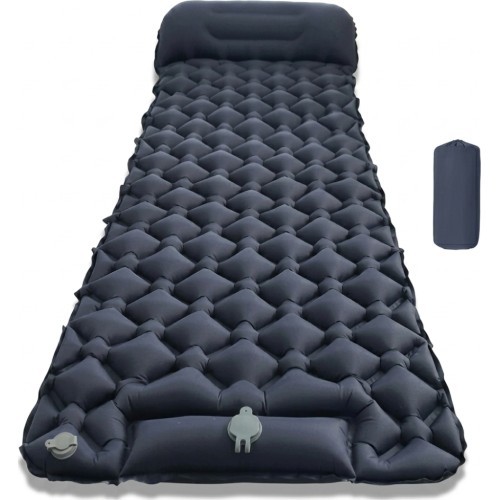 Inflatable Sleeping Pad w/ Integrated Pump inSPORTline Soultea 190 x 60 x 6 cm - Dark blue