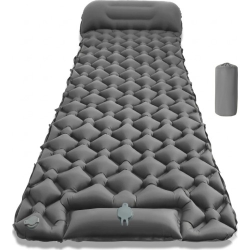 Надувной коврик для сна со встроенным насосом inSPORTline Soultea 190 x 60 x 6 cm - Серый