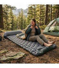 Inflatable Sleeping Pad w/ Integrated Pump inSPORTline Soultea 190 x 60 x 6 cm - Navy Blue