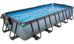 EXIT Stone pool 540x250 cm with dome and sand filter pump - grey Framed pool Rectangular 12600 L