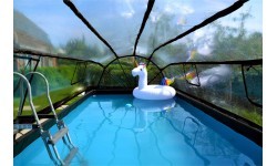 EXIT Stone pool 540x250 cm with dome and sand filter pump - grey Framed pool Rectangular 12600 L