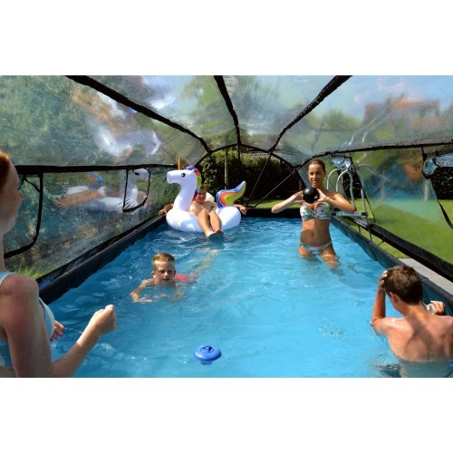 EXIT Stone pool 540x250 cm with dome and sand filter pump - grey Framed pool Rectangular 12600 L