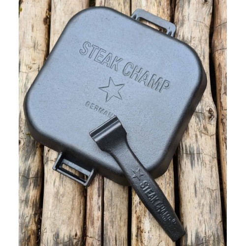 Ребристая чугунная сковорода со съёмной ручкой Steak Champ