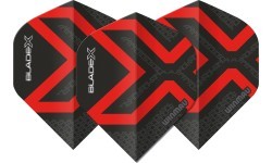 Winmau Blade X Prism Delta plunksnelės, metalinė juoda/raudona