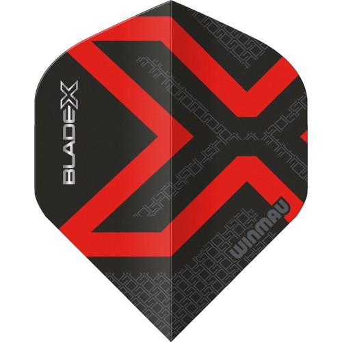 Winmau Blade X Prism Delta plunksnelės, metalinė juoda/raudona